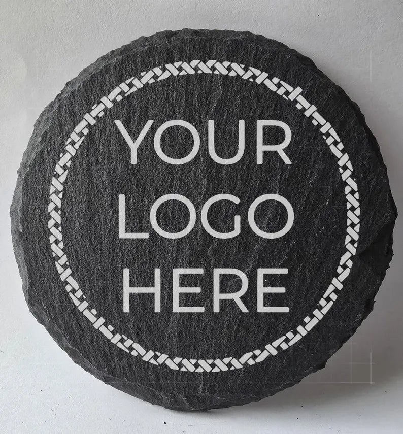 Custom Slate Coaster Round Lasered logo set of (6)