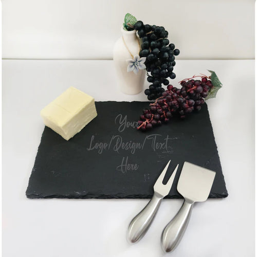 Slate Entree Plate Rectangle 12"x8" custom business logo design engraved set of 8